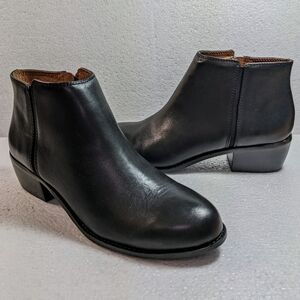 ANTONIO MELANI Chelsea Ankle Boots Side Zip Classic Black Leather Women's 10M